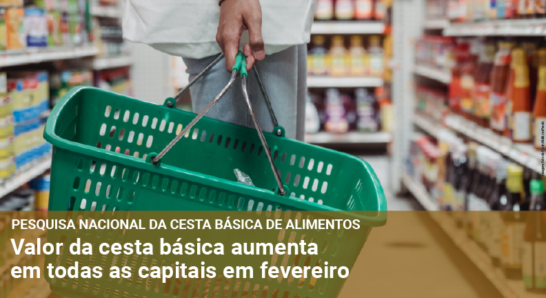 Valor da cesta básica aumenta em todas as capitais em fevereiro